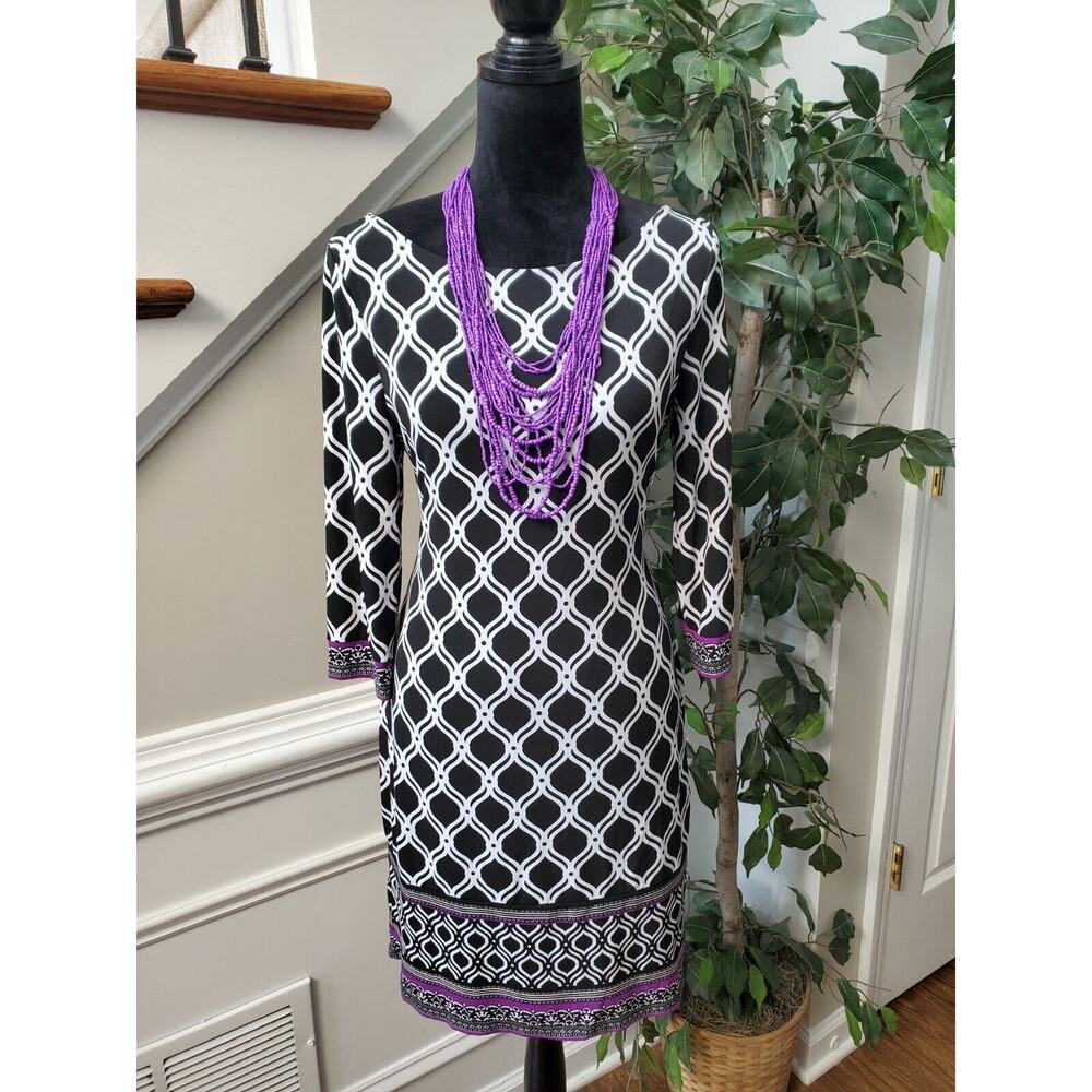 White House Black Market Women's Round Neck Long Sleeve Knee Length Dress Small